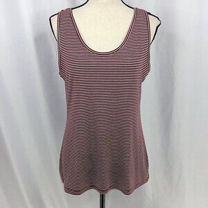 Old Navy Tank Top Womens Size 1X Burgundy Red Striped Scoop Neck Cotton Modal